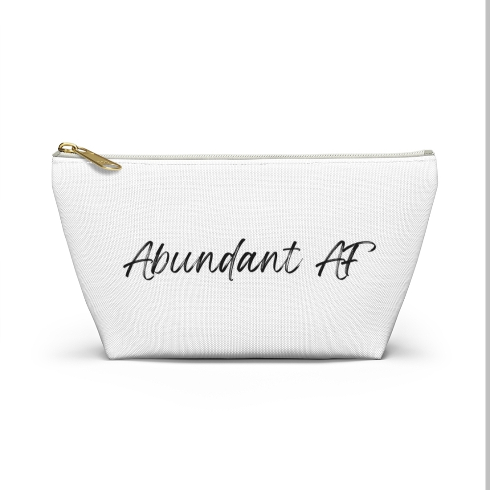 White Pouch with Black Text